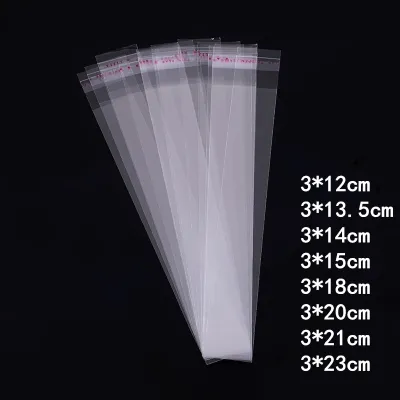 100Pcs 3cm Wide Transparent Self Sealing Plastic Bags Jewelry Packaging