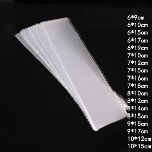 100Pcs Small Long Clear Plastic Flat Open Top Bags For Candy Cookie Gift Packaging