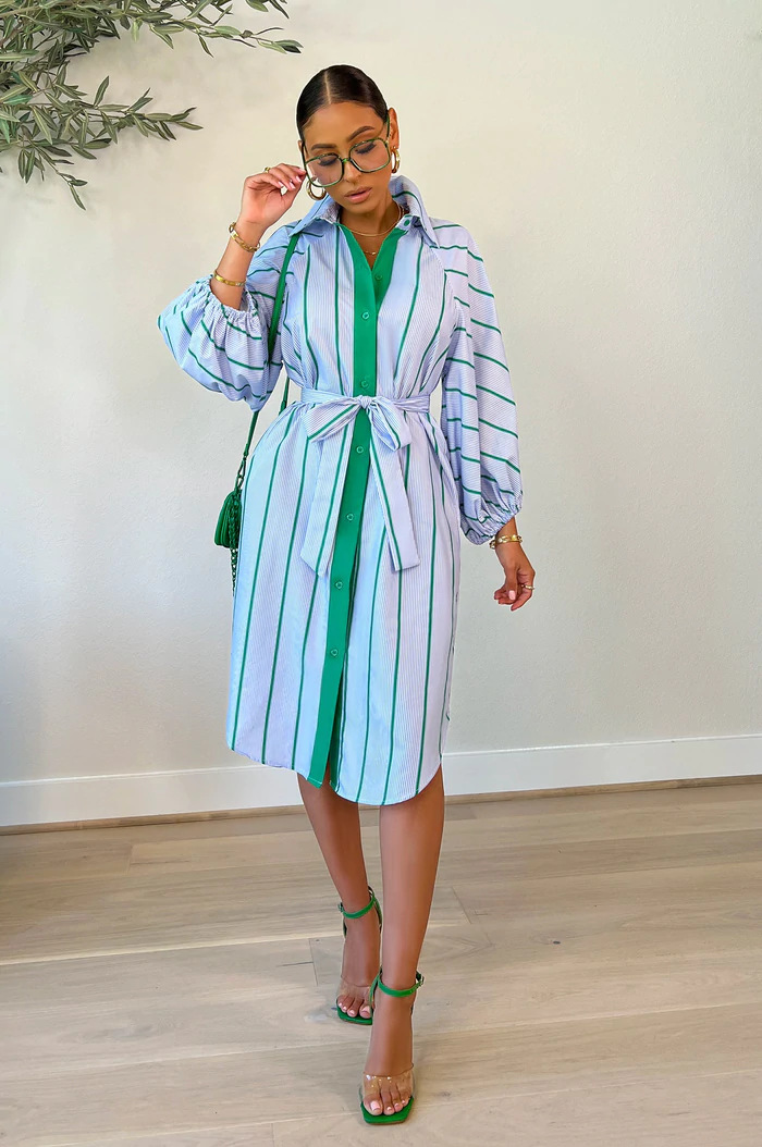 One Piece Stripe Shirt Dress – Sotbella