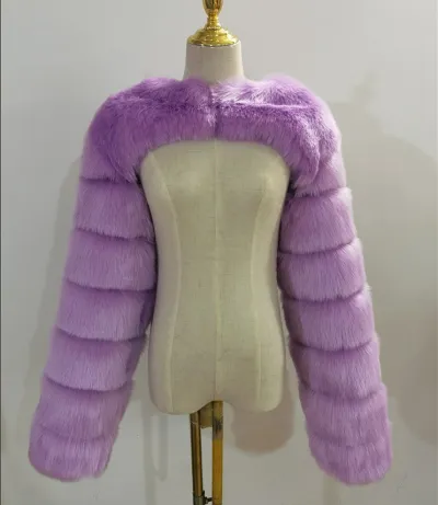 Fashion Women Autumn Winter Faux Fur Plush Short Coat