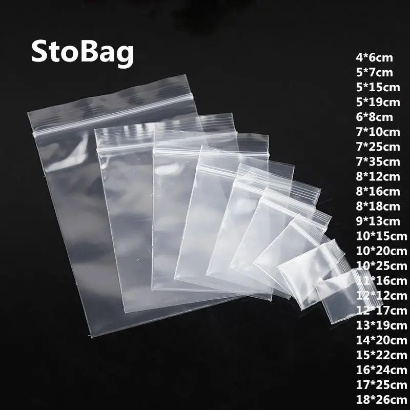 100PCS Small White / Clear Zip Lock Plastic Package Bags with