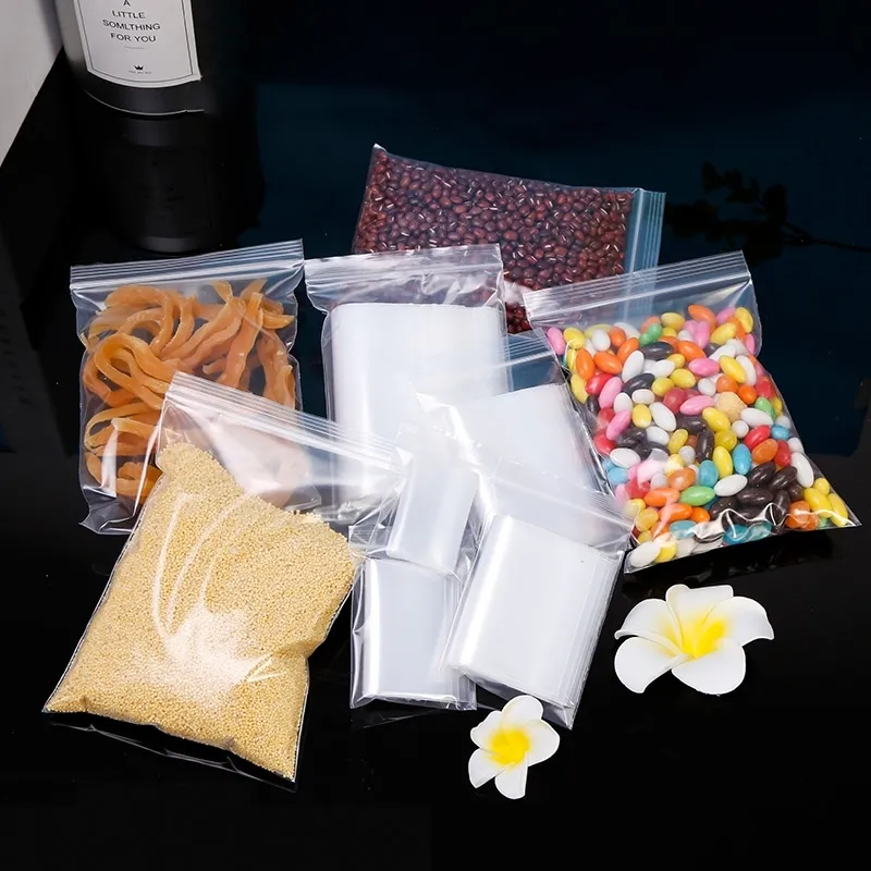 Wholesale 100pcs Transparent Small Ziplock Plastic Bags Jewelry Gift Food  Reclosable Storage Packaging Bag