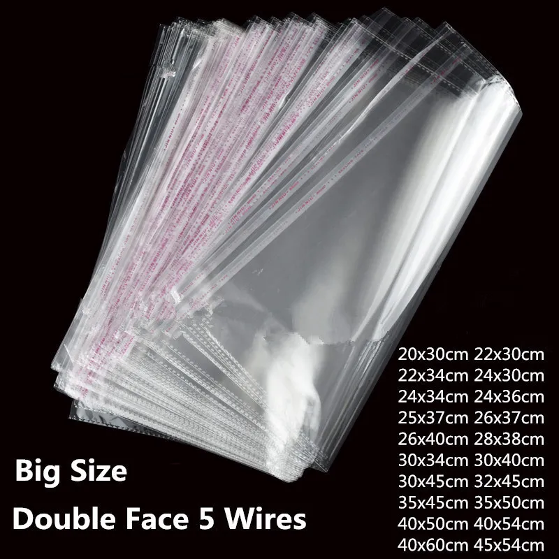 100 Pieces Clear Self Seal Plastic Apparel Bags Opp Adhesive Clothes Packaging