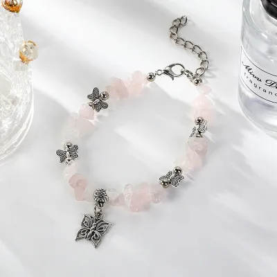 Women Fashion Colorful Butterfly Crystal Stone Elastic Bracelet