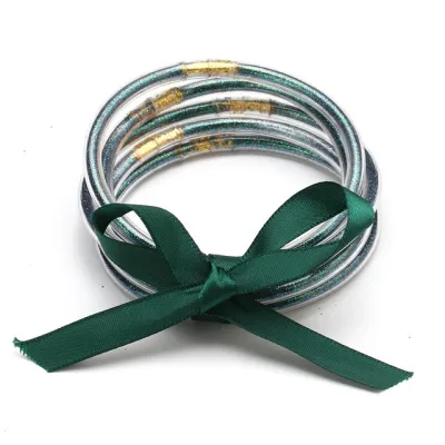 Unisex Fashion Multilayer Silicone Gold Fan Band Bracelet Set