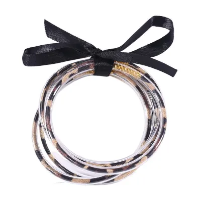 Unisex Fashion Multilayer Silicone Gold Fan Band Bracelet Set