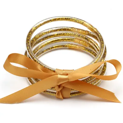 Unisex Fashion Multilayer Silicone Gold Fan Band Bracelet Set