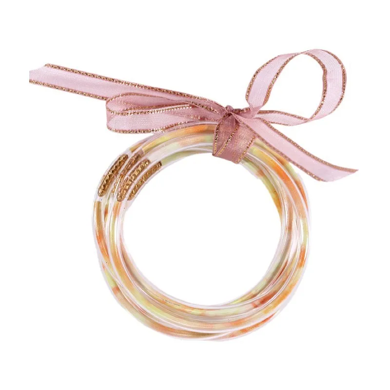 Unisex Fashion Multilayer Silicone Gold Fan Band Bracelet Set
