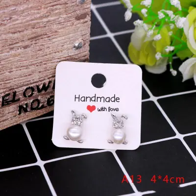 100pcs 4x4cm Kraft Paper Earrings Jewelry Packaging Cardboard