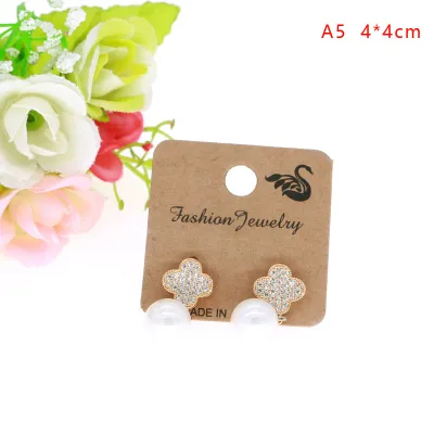 100pcs 4x4cm Kraft Paper Earrings Jewelry Packaging Cardboard
