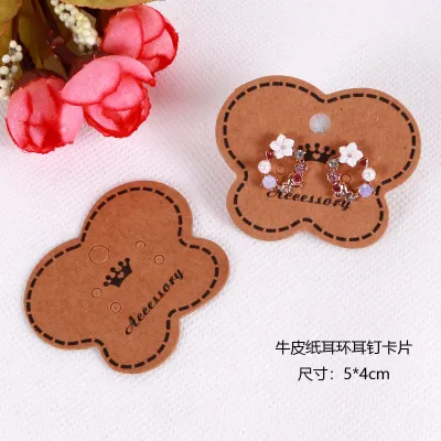 100pcs/set Vintage Kraft Paper Earrings Packaging Jewelry Display Card