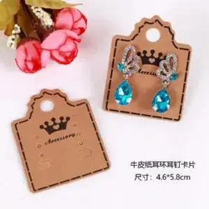 100pcs/set Vintage Kraft Paper Earrings Packaging Jewelry Display Card