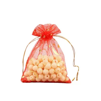 100pcs/set Star Moon Gauze Drawstring Mesh Jewelry Gift Packaging Bag
