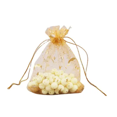 100pcs/set Star Moon Gauze Drawstring Mesh Jewelry Gift Packaging Bag