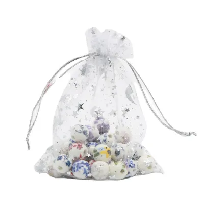 100pcs/set Star Moon Gauze Drawstring Mesh Jewelry Gift Packaging Bag