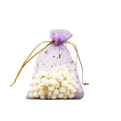 100pcs/set Star Moon Gauze Drawstring Mesh Jewelry Gift Packaging Bag