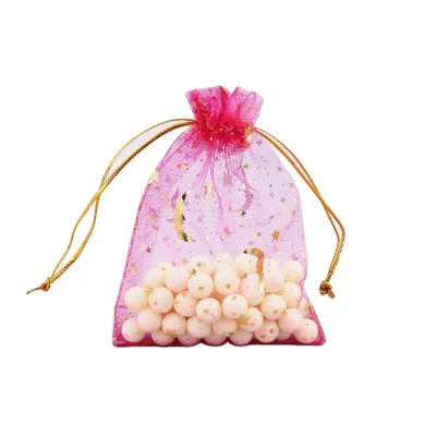 100pcs/set Star Moon Gauze Drawstring Mesh Jewelry Gift Packaging Bag