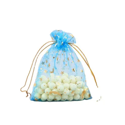 100pcs/set Star Moon Gauze Drawstring Mesh Jewelry Gift Packaging Bag