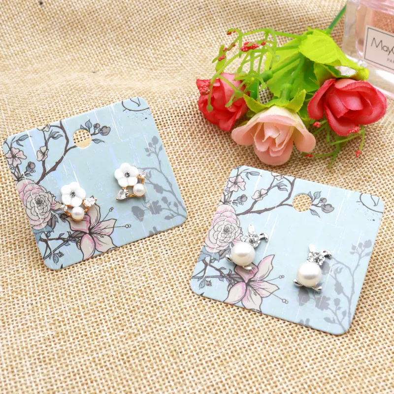 100pcs/set Custom Logo Flower Printed Earrings Card Jewelry Packaging Display Card