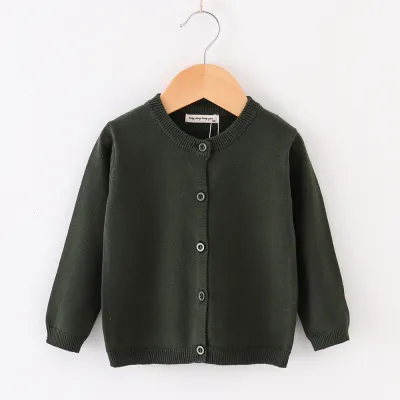 Kids Toddler Unisex Boys Fashion Thin Knit Cotton Jacket Long Sleeves Crew Neck Single-Breasted