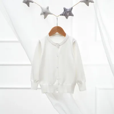 Kids Toddler Unisex Boys Fashion Thin Knit Cotton Jacket Long Sleeves Crew Neck Single-Breasted