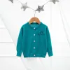 Back Letter Embroidered Children'S Cardigan Green