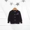 Back Letter Embroidered Kids Cardigan Black