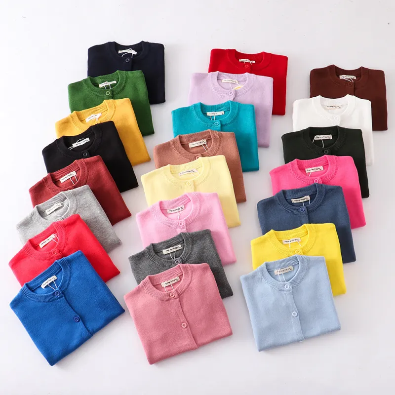 Kids Toddler Unisex Boys Fashion Thin Knit Cotton Jacket Long Sleeves Crew Neck Single-Breasted
