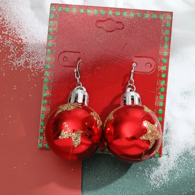 Women Fashion Cute Christmas Oil Drop Simulation Snowflake Elk Stud Earrings