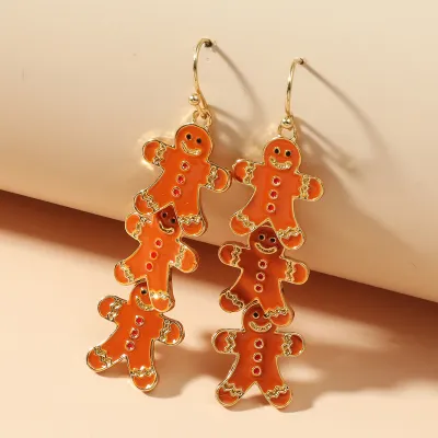 Women Fashion Cute Christmas Oil Drop Simulation Snowflake Elk Stud Earrings