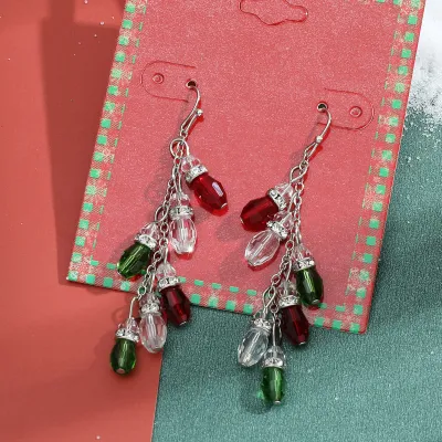 Women Fashion Cute Christmas Oil Drop Simulation Snowflake Elk Stud Earrings