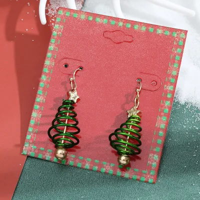 Women Fashion Cute Christmas Oil Drop Simulation Snowflake Elk Stud Earrings