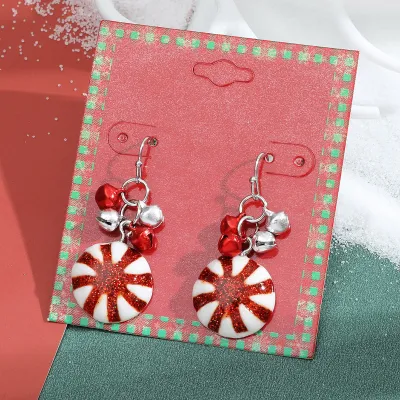 Women Fashion Cute Christmas Oil Drop Simulation Snowflake Elk Stud Earrings
