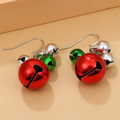 Women Fashion Cute Christmas Oil Drop Simulation Snowflake Elk Stud Earrings