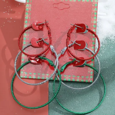 Women Fashion Cute Christmas Oil Drop Simulation Snowflake Elk Stud Earrings
