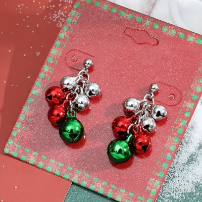 Women Fashion Cute Christmas Oil Drop Simulation Snowflake Elk Stud Earrings