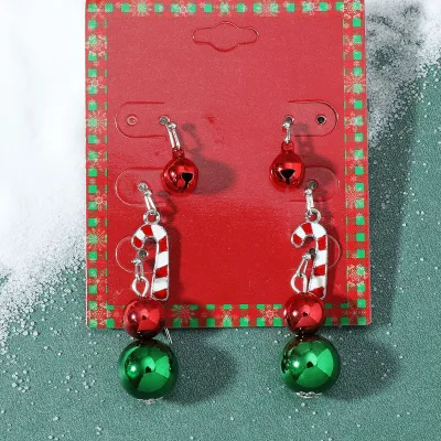 Women Fashion Cute Christmas Oil Drop Simulation Snowflake Elk Stud Earrings