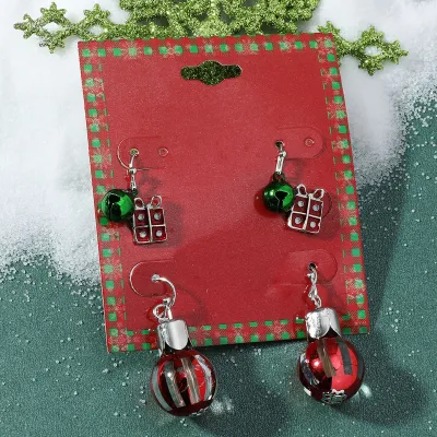 Women Fashion Cute Christmas Oil Drop Simulation Snowflake Elk Stud Earrings