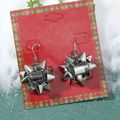 Women Fashion Cute Christmas Oil Drop Simulation Snowflake Elk Stud Earrings