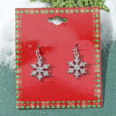 Women Fashion Cute Christmas Oil Drop Simulation Snowflake Elk Stud Earrings