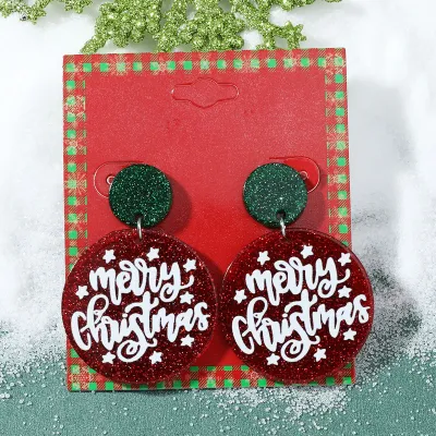 Women Fashion Cute Christmas Oil Drop Simulation Snowflake Elk Stud Earrings