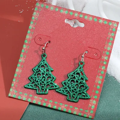 Women Fashion Cute Christmas Oil Drop Simulation Snowflake Elk Stud Earrings