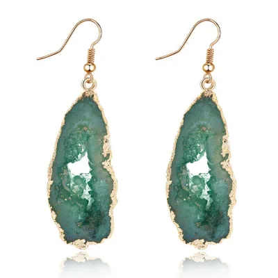 Women Fashion Retro Inlaid Cluster Crystal Candy Color Water Drop Stud Earrings