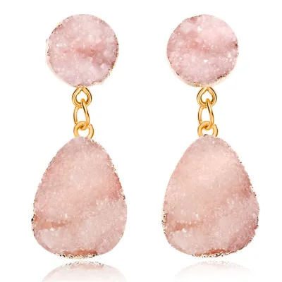 Women Fashion Retro Inlaid Cluster Crystal Candy Color Water Drop Stud Earrings