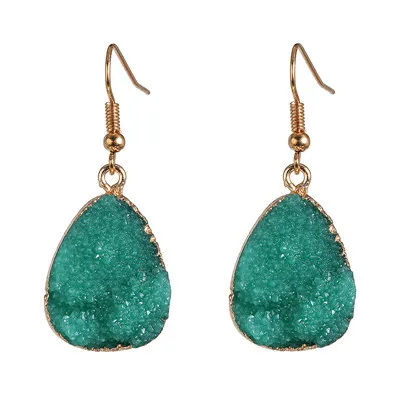 Women Fashion Retro Inlaid Cluster Crystal Candy Color Water Drop Stud Earrings