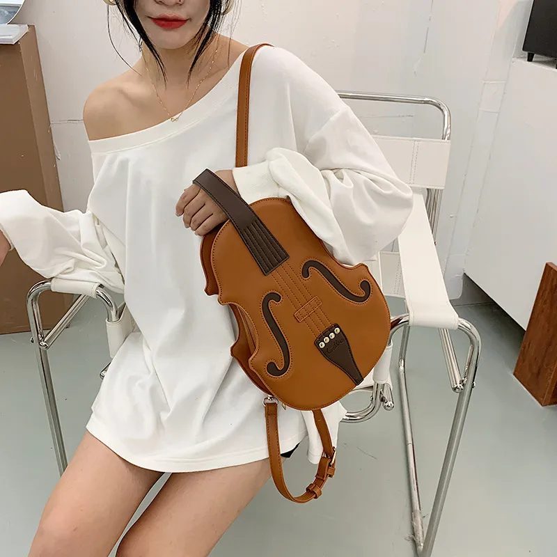 Personality Violin PU Crossbody Multi-Purpose Backpack for Women
