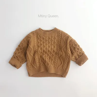 Kids Toddler Girls Boy Fashion Vintage Pullover Knit Twist Sweater