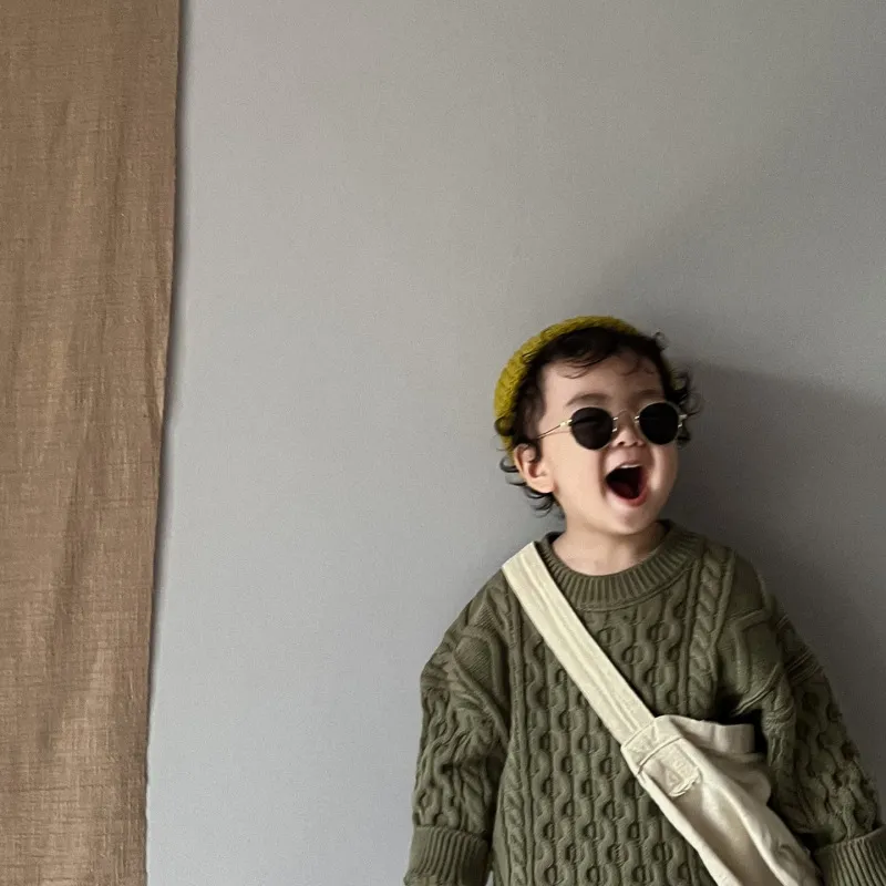 Kids Toddler Girls Boy Fashion Vintage Pullover Knit Twist Sweater