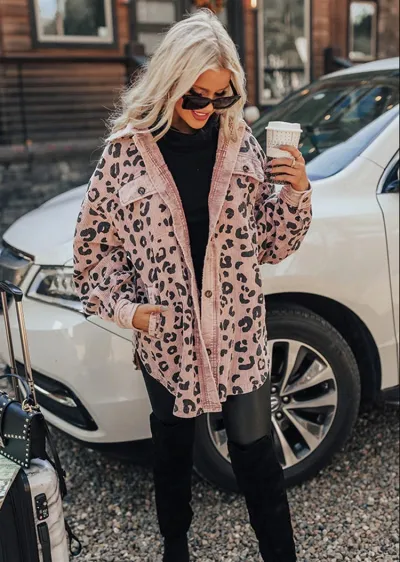 Women Casual Elegant Leopard Print Knitted Coat