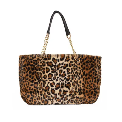 Fashion Large Capacity Solid Color Plush Chain Shoulder Tote Bag